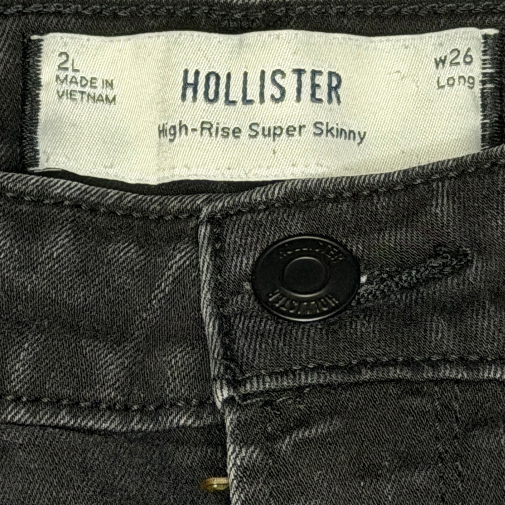Hollister Super Skinny Jeans Wmn Black High-Rise Distressed Ripped Goth Grunge - Picture 2 of 7